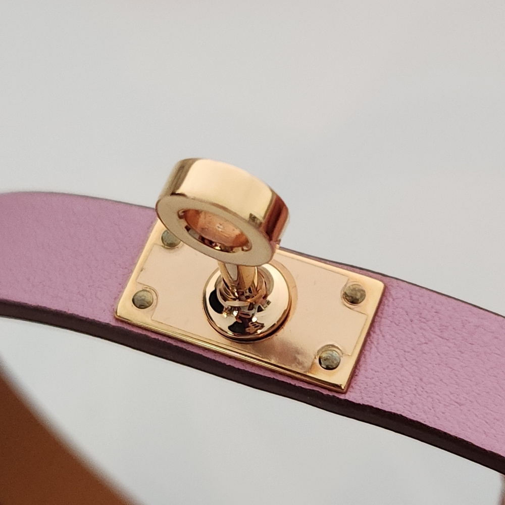 *SOLD* Hermes Pink Leather Bracelet Full Inclusion - Picture 2 of 5